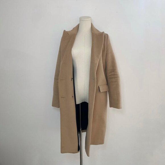 Camel Double Breasted Longline Coat | Womens Size Small/ Medium - Picture 2 of 4